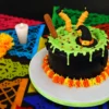 Pastel de halloween, pastel de brujas, caldero de bruja, gorro de bruja, pastel decorado para Día de Muertos, pastel tematico, día de brujas,
