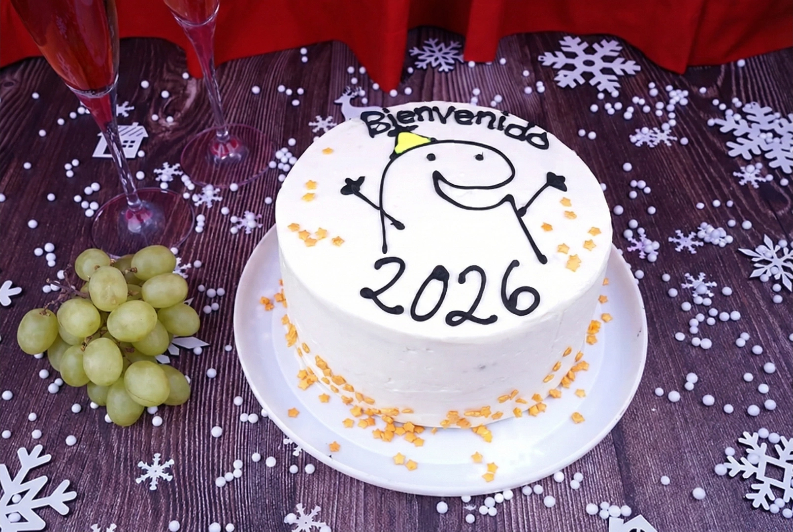 pastel de año nuevo, postre año nuevo, flork supersticioso, tradicion de año nuevo, meme de año nuevo, flork de año nuevo, deformito año nuevo, feliz 2026
