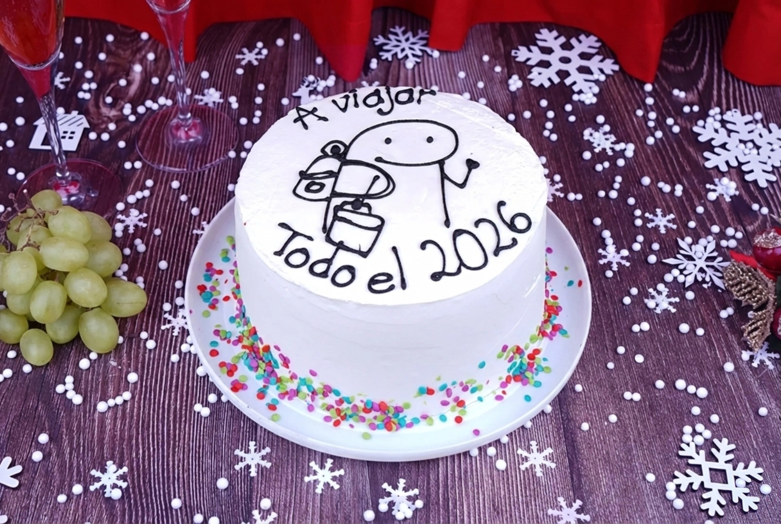 salir con las maletas, pastel año nuevo, pastel 2026, postre de año nuevo, pastel fin de año, tradiciones de año nuevo, rituales año nuevo, fin de año