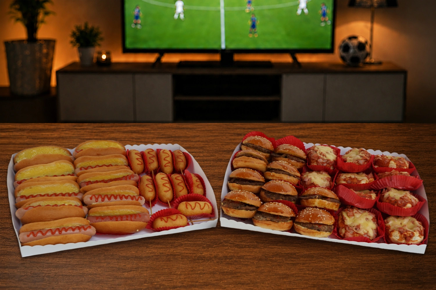 bocadillos Americanos CDMX, antojitos para fiestas Ciudad de México, comida para ver el futbol, paquetes de comida para reuniones, mini Hamburguesas, mini banderillas, hot dogs, mini pizzas, servicio a domicilio CDMX., bocadillos para el partido, Botana para el partido